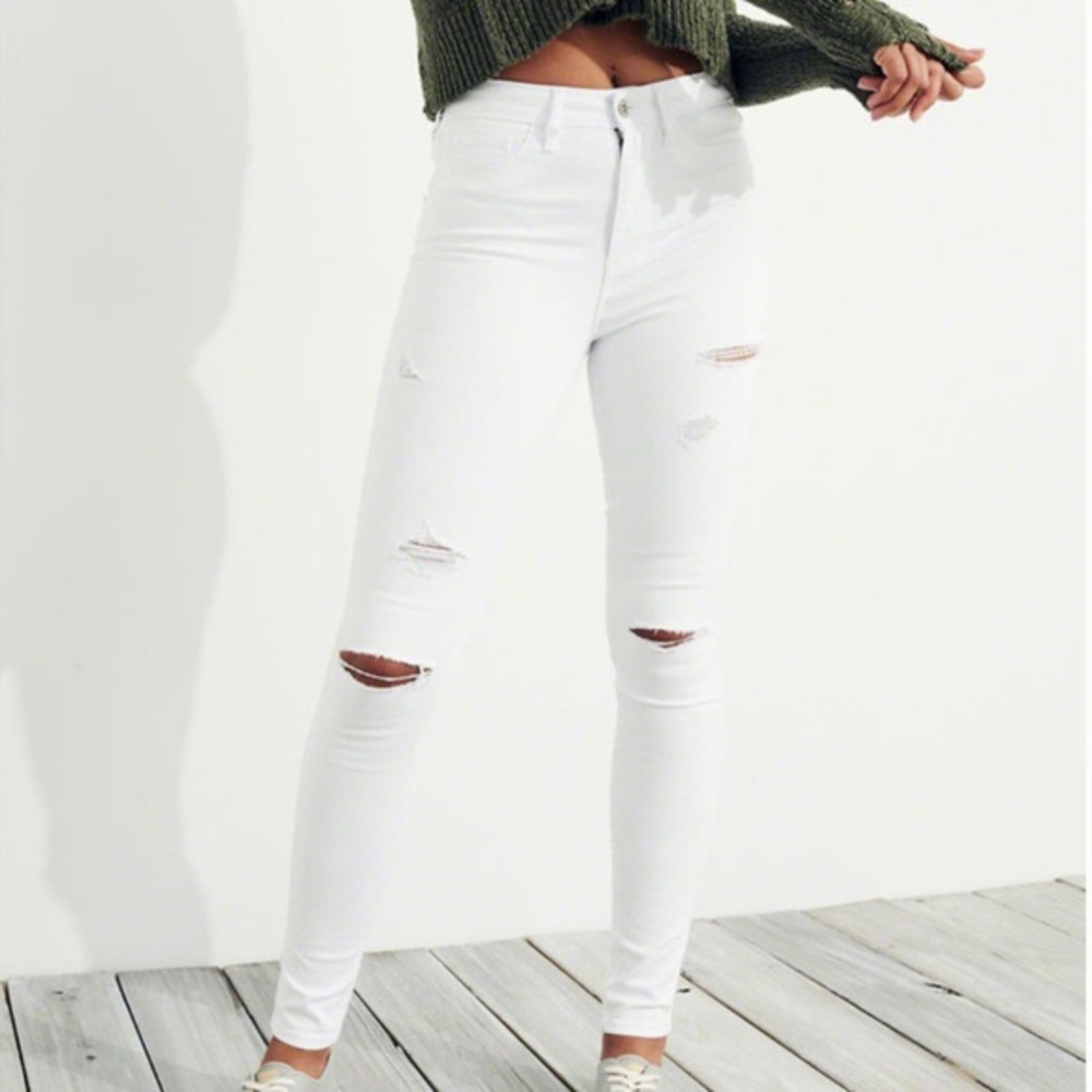 White super skinny high rise jeans